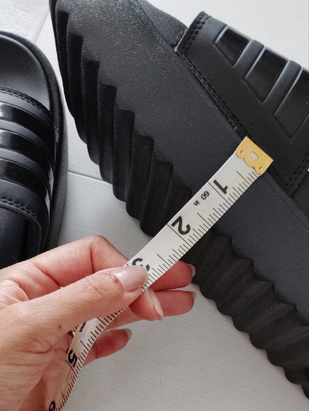 adidas Black Slide Sandals with Signature Three Stripes - Picture 8 of 8